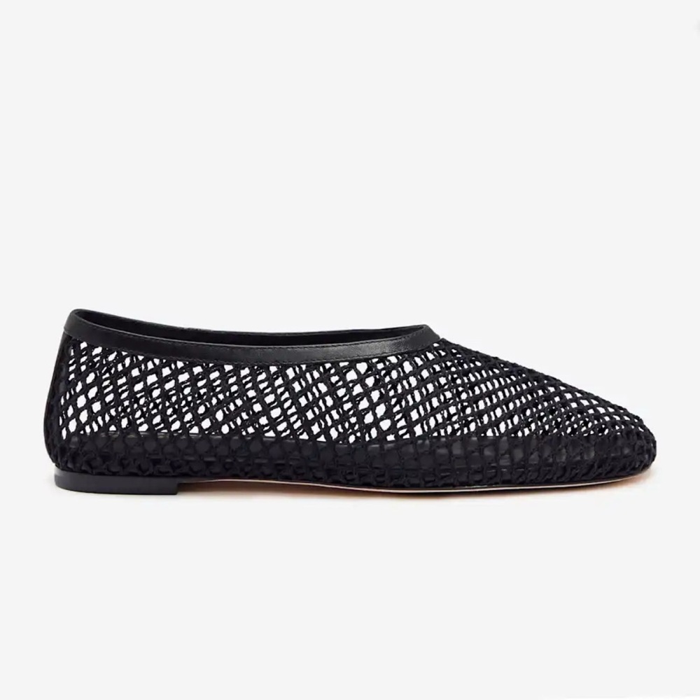 New Reformation Britt Mesh Ballet Flats Black 10.5